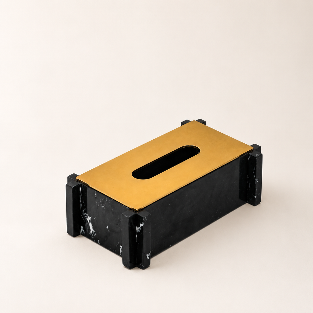 BLACK ONYX MARBLE TISSUE HOLDER