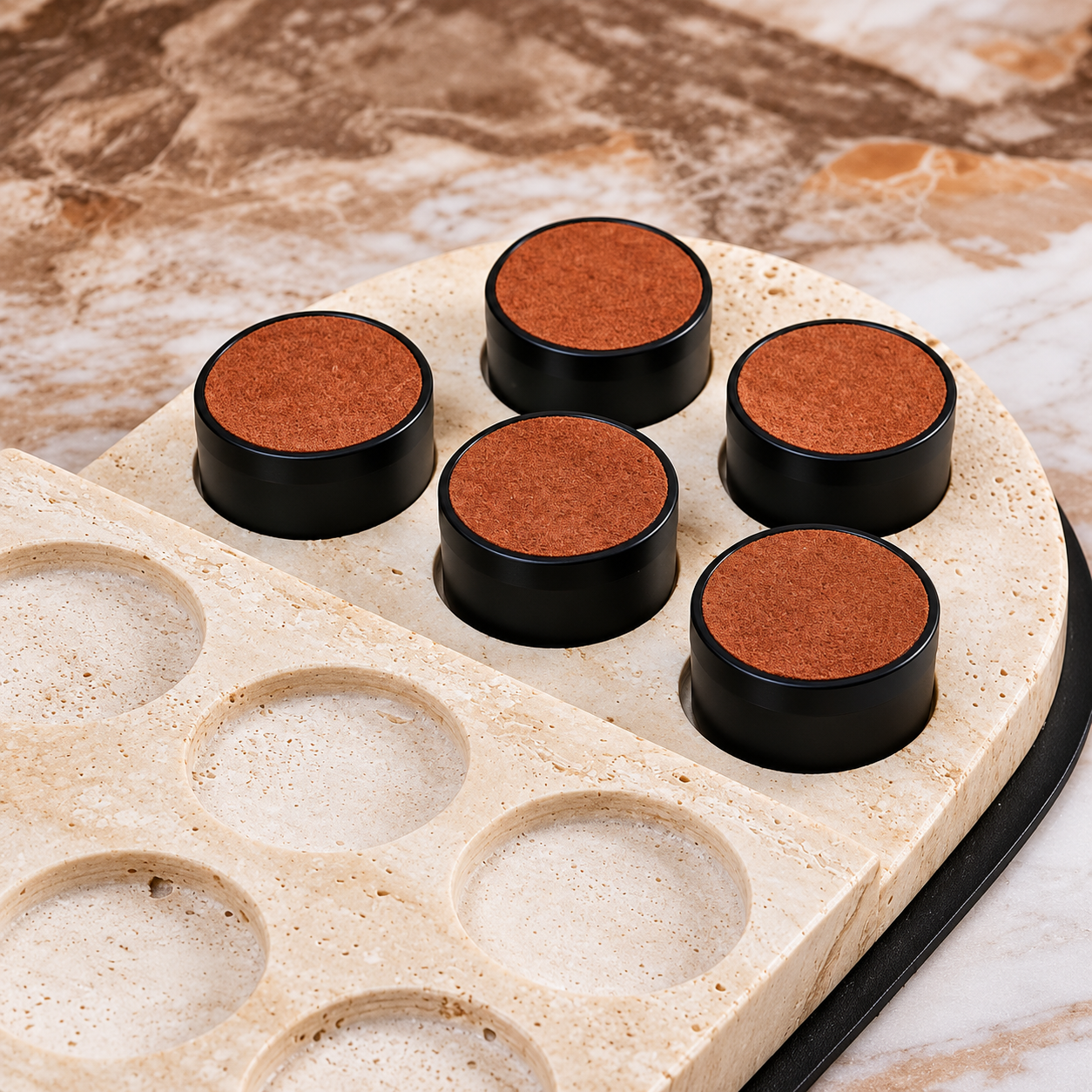 TRAVERTINE TIC TAC TOE SET