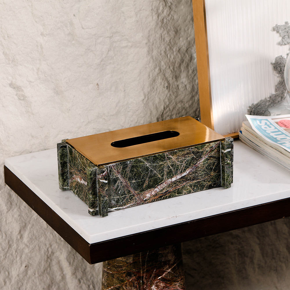VERDE VEIN GREEN MARBLE TISSUE HOLDER