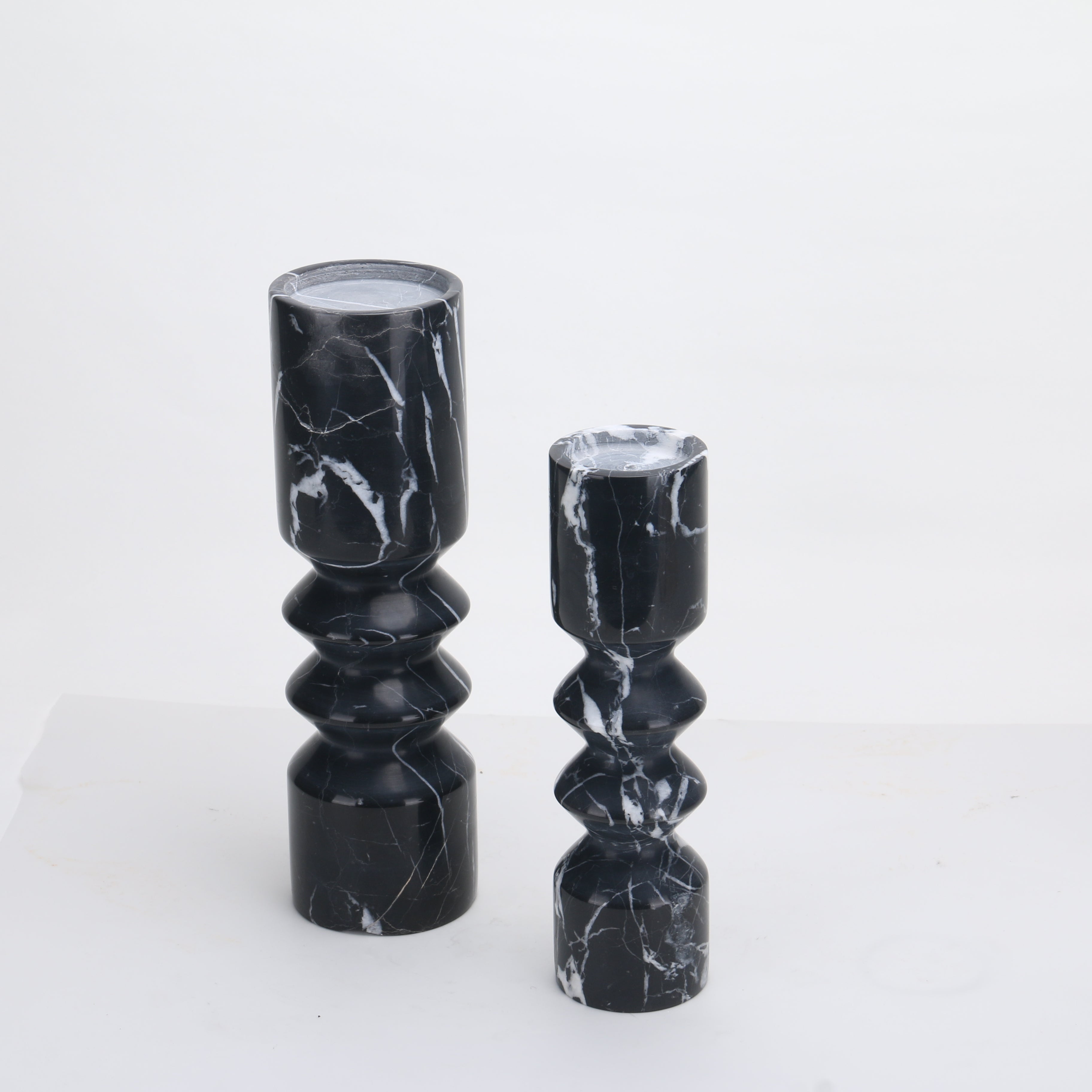 MARBLISS CANDLE HOLDER~ NATURAL MARBLE (BLACK)