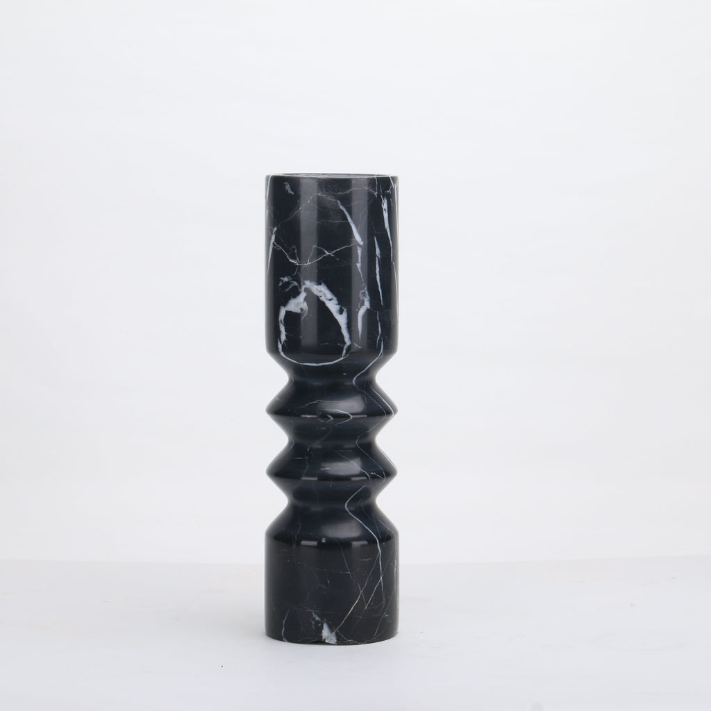 MARBLISS CANDLE HOLDER~ NATURAL MARBLE (BLACK)