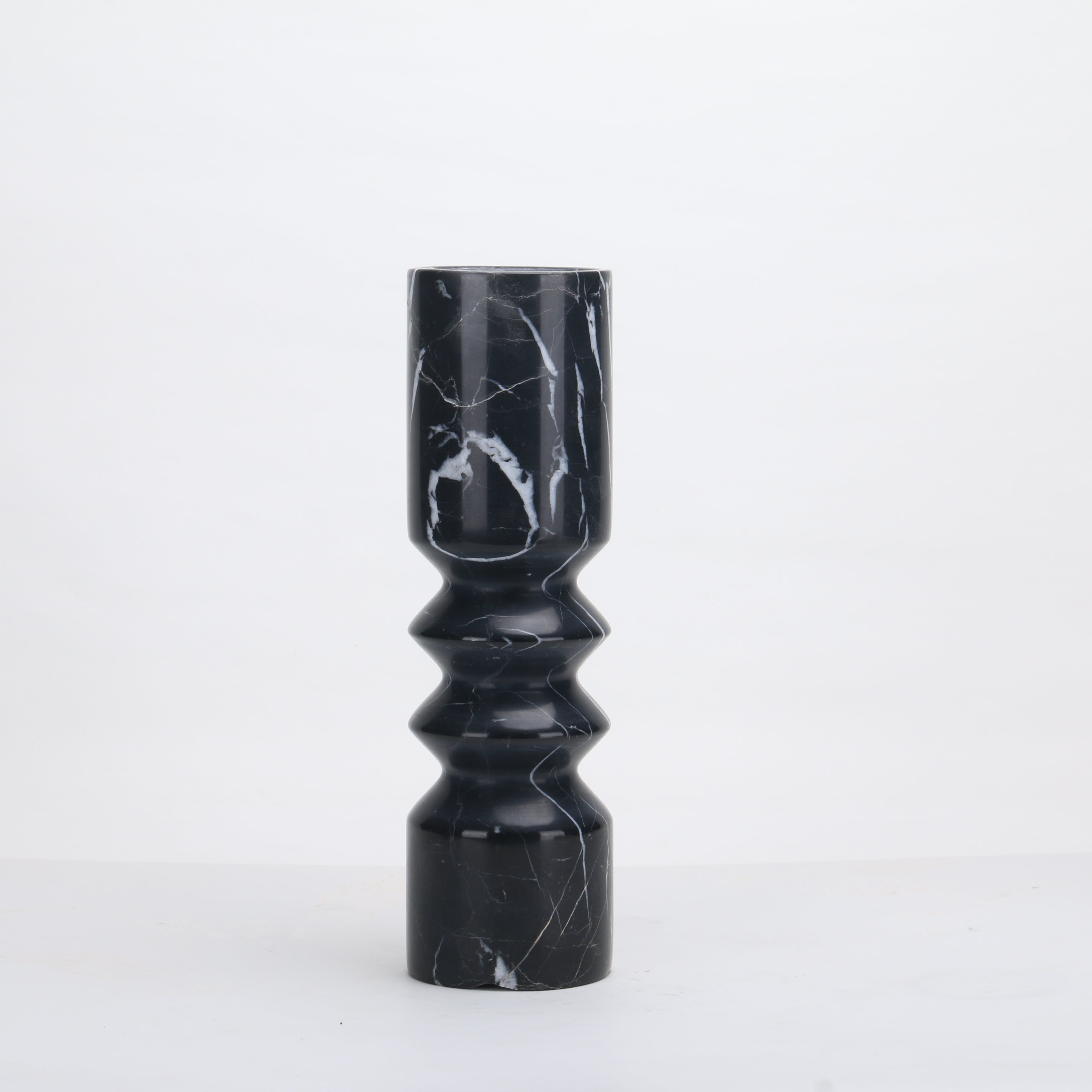 MARBLISS CANDLE HOLDER~ NATURAL MARBLE (BLACK)