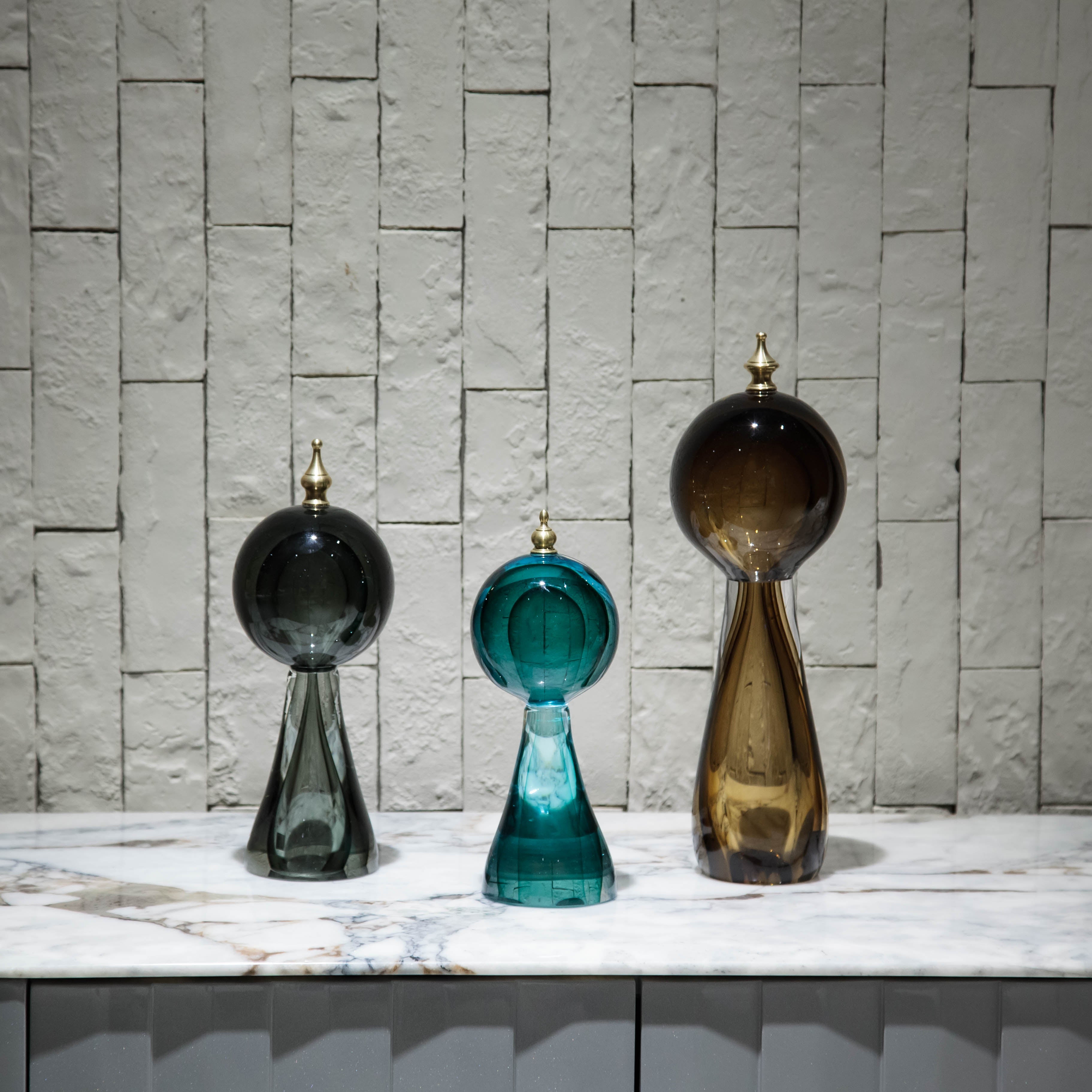MURANO ACES , SET OF 3 ~ HANDBLOWN GLASS OBJECT