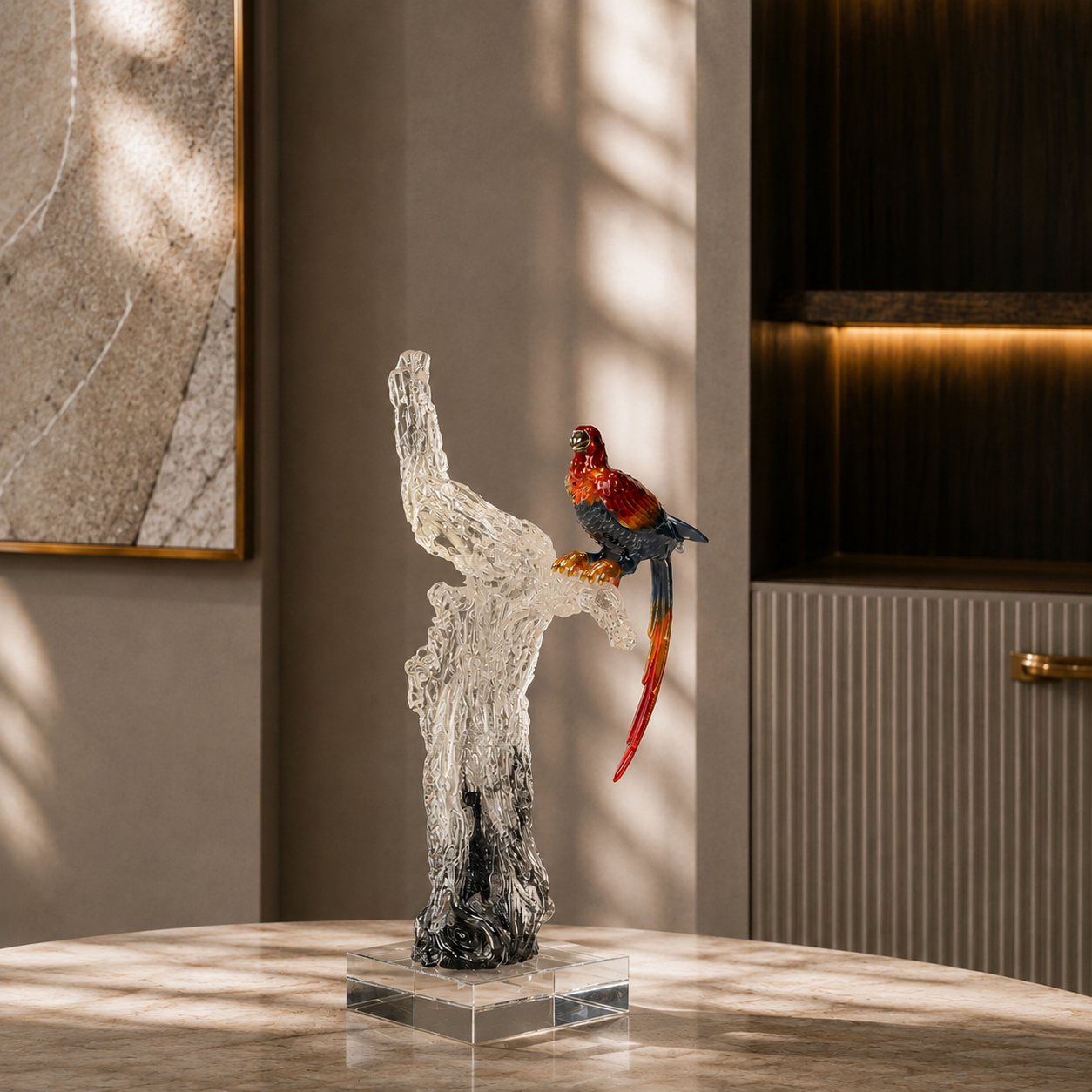 THE PARROT'S PERCH  ~ CRYSTAL SCULPTURE