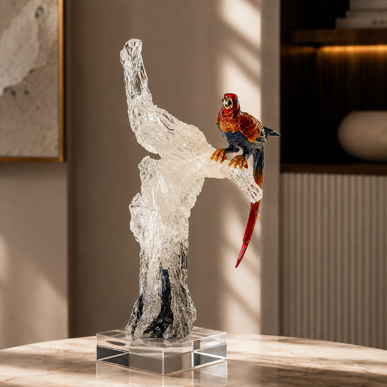 THE PARROT'S PERCH  ~ CRYSTAL SCULPTURE