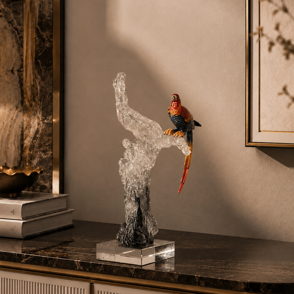 THE PARROT'S PERCH  ~ CRYSTAL SCULPTURE